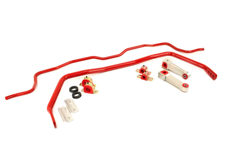 UMI Performance — S197 kit boosts handling with bolt-on bars, bushings, and billet end links.