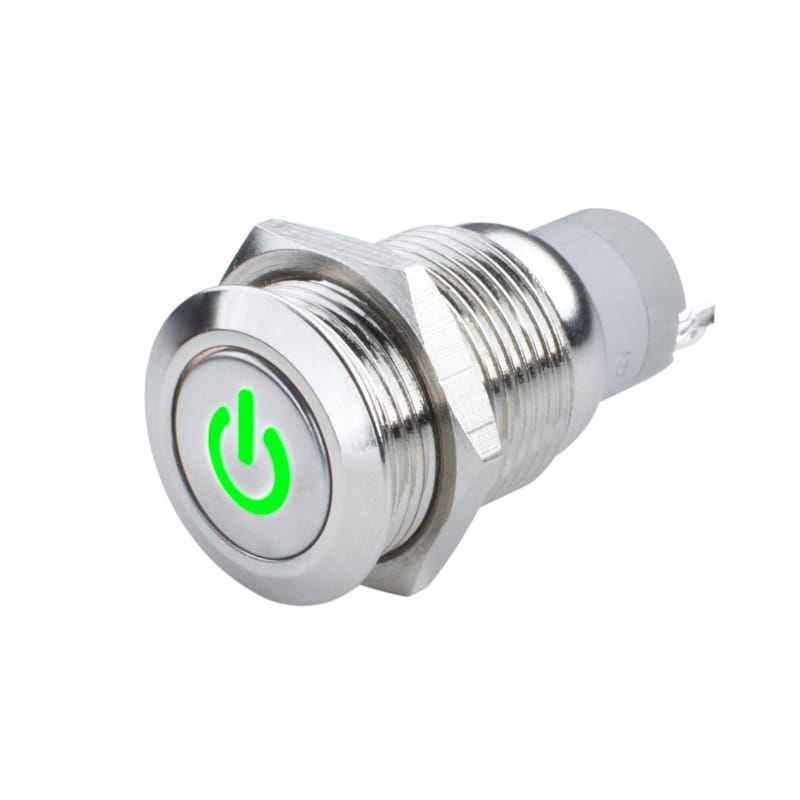 ORACLE Lighting — Pre-Wired Power Symbol Momentary Flush Mount LED Switch, Green