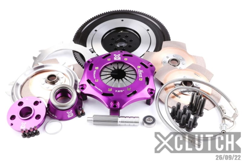 XCLUTCH — Clutch Kit Inc Chromoly Flywheel + HRB; 7  1/4" Triple Solid Ceramic Discs 