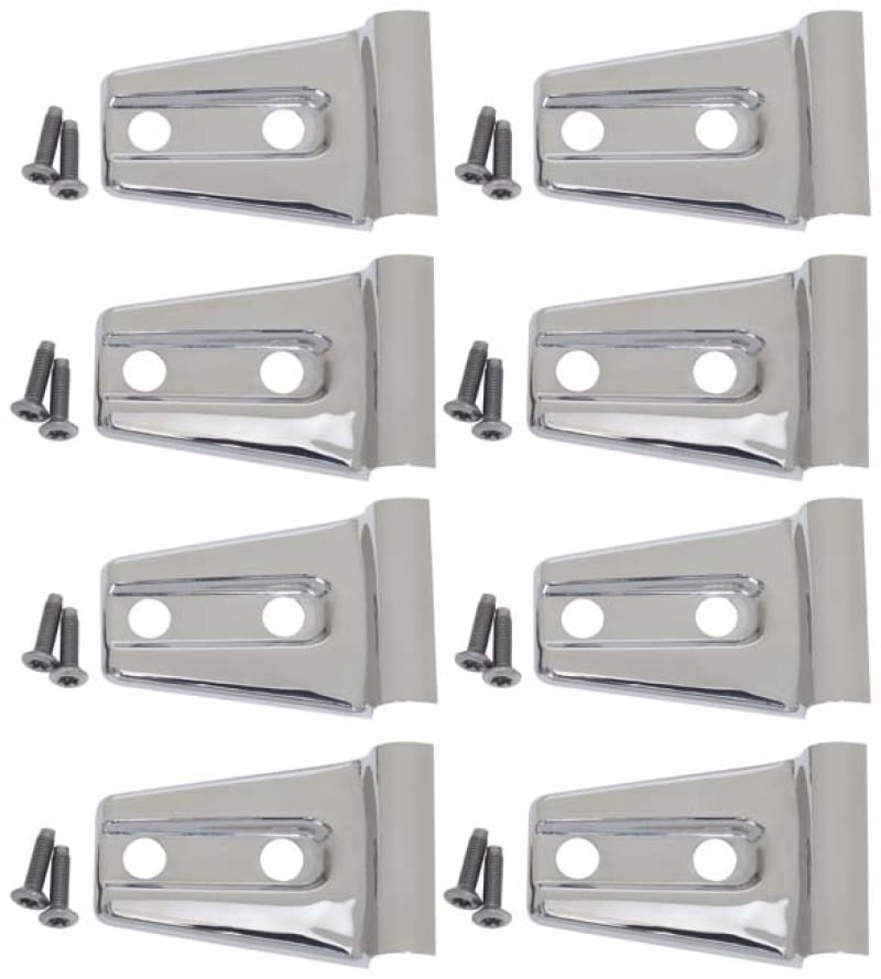 Kentrol — Kentrol 07-18 Jeep Wrangler JK Door Hinge Overlays 8 Pieces 4 Door - Polished Silver