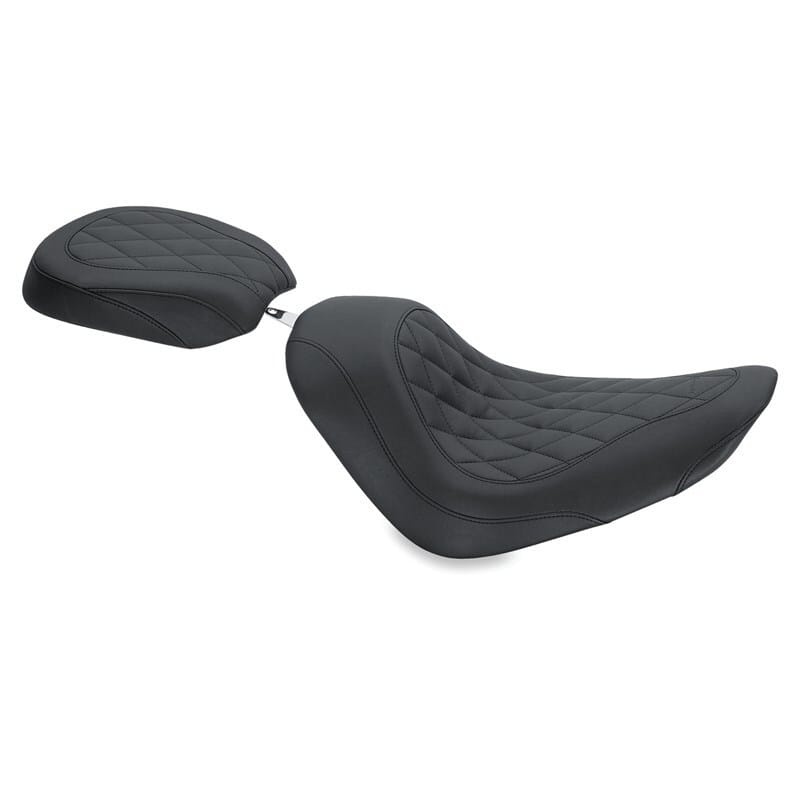 Mustang Motorcycle — Mustang 06-17 Harley Softail Wide Tire (200mm) Wide Tripper Passenger Seat Diamond Stitch - Black