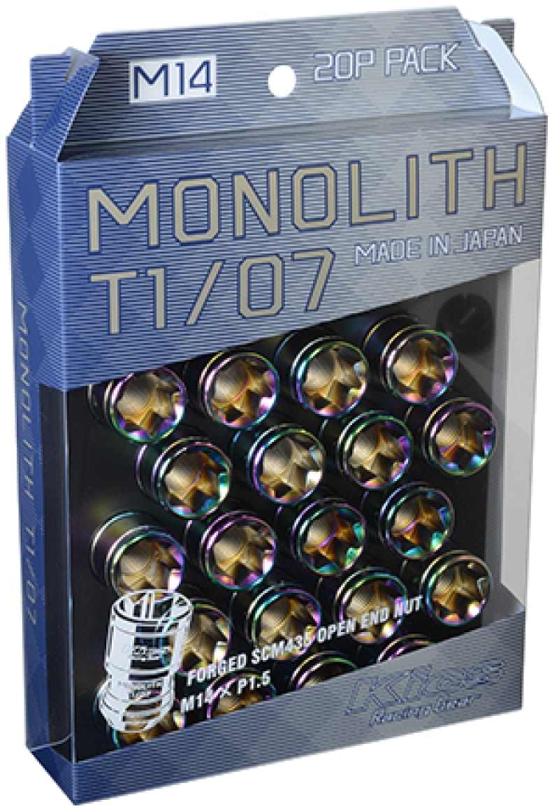 Project Kics — Project Kics 14 x 1.5 Neochrome T1/07 Monolith Lug Nuts - 20 Pcs