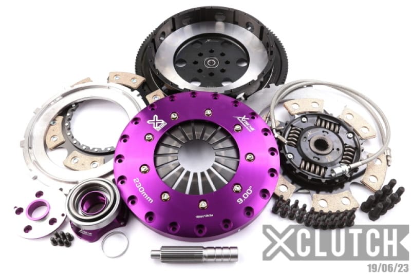 XCLUTCH — Clutch Kit Inc Chromoly Flywheel + HRB; 9" Twin Sprung Ceramic Clutch Discs 