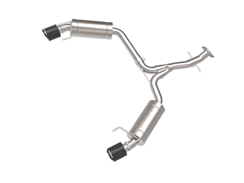 aFe — Takeda 2-1/2 IN 304 Stainless Steel Axle-Back Exhaust System w/ Carbon Fiber