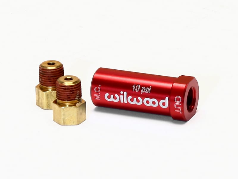 Wilwood — Wilwood Residual Pressure Valve - New Style w/ Fittings - 10# / Red
VALVE,RESIDUAL