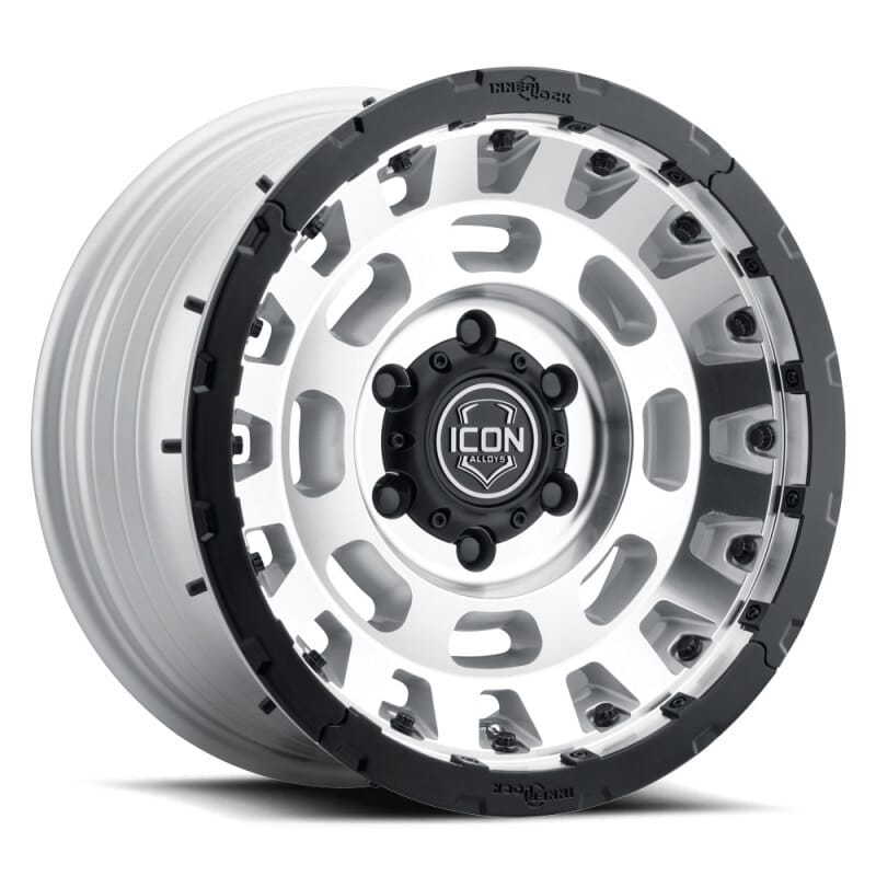 ICON — ICON ALLOYS HAMMER PRO SILVER MACHINE - 17 X 8.5 / 6 X 135 / 6MM / 5" BS
