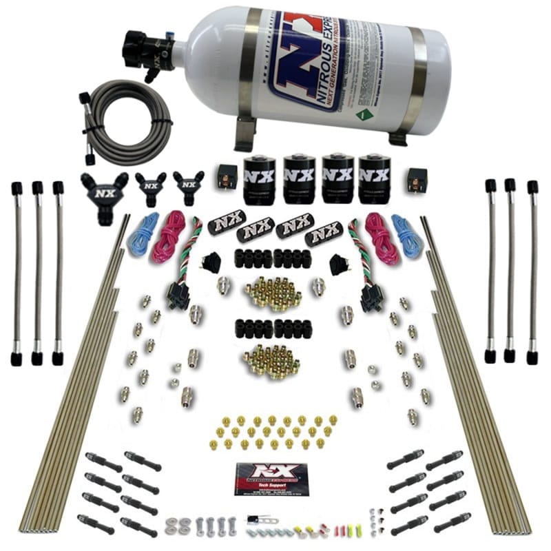 Nitrous Express — 8 CYL DRY DIRECT PORT, DUAL STAGE, 4 SOLENOIDS, WITH 10LB BOTTLE (200-600HP)
Nitrous Oxide Injection System Kit
