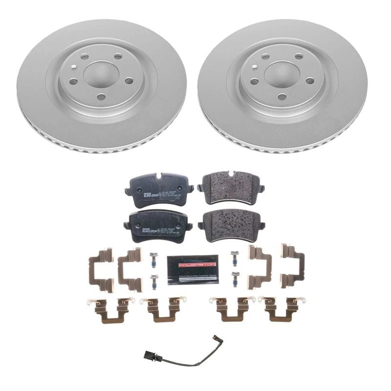 PowerStop — Genuine Geomet Coated Rotors, ECE-R90 Brake Pads + Hardware Kit