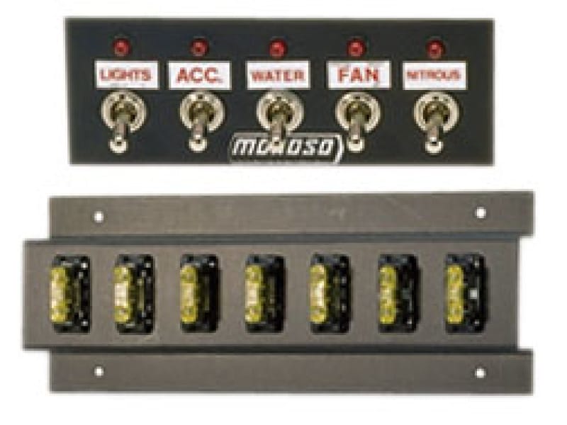 Moroso — Moroso Toggle Switch Panel - Dash Mount - 2in x 5.5in - Five On/Off Switches