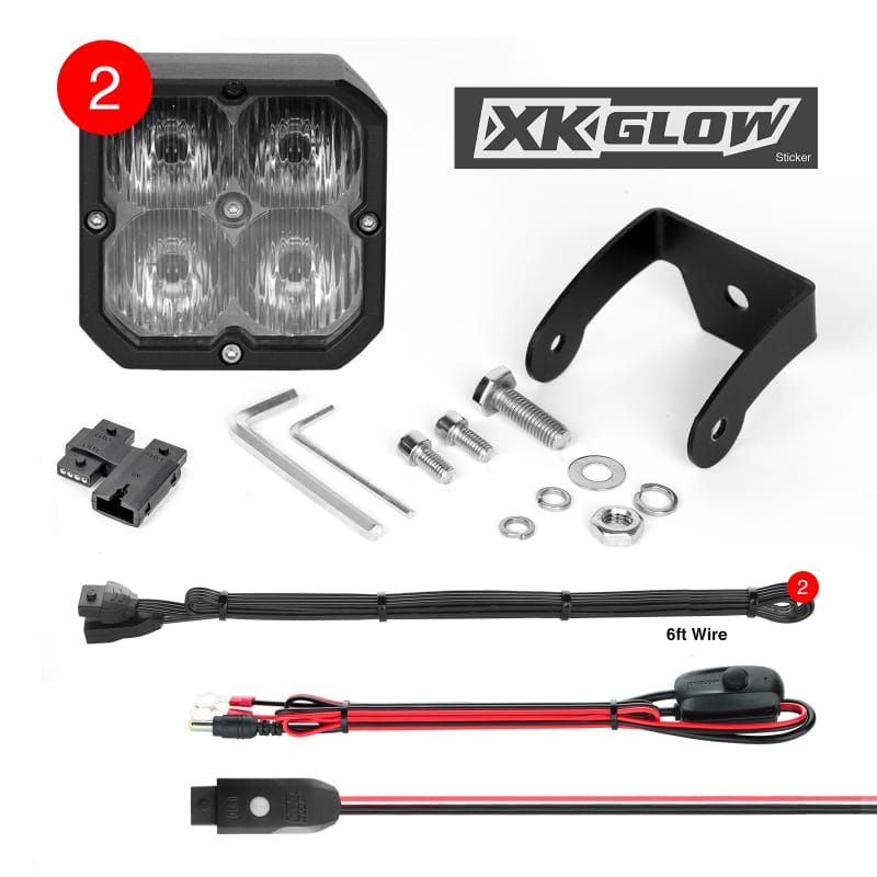XKGLOW — XK Glow XKchrome 20w LED Cube Light w/ RGB Accent Light Kit w/ Controller- Driving Beam 2pc