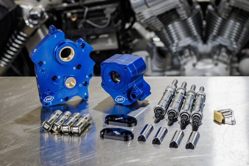 S&S Cycle — S&S Cycle 2017+ M8 Oil Cooled Cam Chest Kit w/o Cam - Chrm Pushrod Tubes & Chain Tensioner Incl. VVT