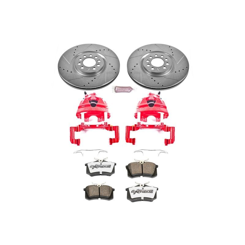 PowerStop — Z26 Street Performance Ceramic Brake Pad, Drilled Slotted Rotor, and Caliper Kit