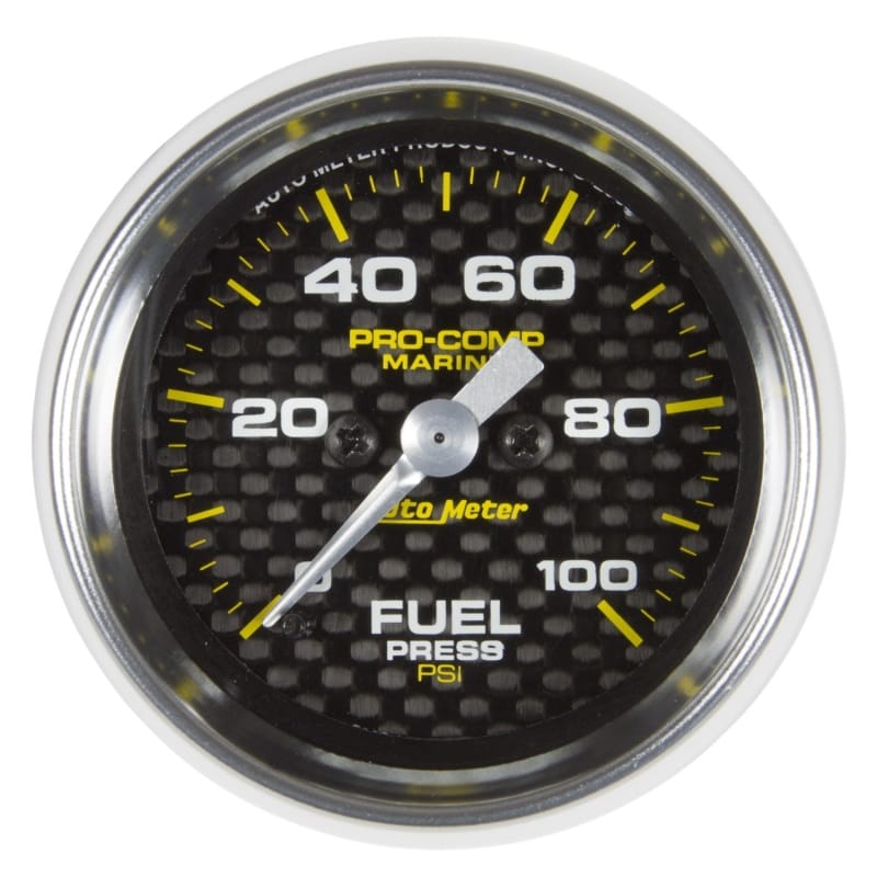 AutoMeter — GAUGE, FUEL PRESSURE, 2 1/16", 100PSI, DIGITAL STEPPER MOTOR, MARINE CARBON