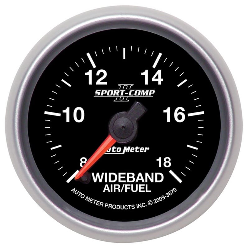 AutoMeter — GAUGE, AIR/FUEL RATIO-WIDEBAND, ANALOG, 2 1/16" , 8:1-18:1, STPR MTR, SC II