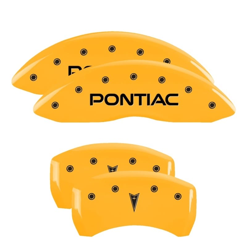 MGP — Set of 4 caliper covers, Engraved Front: Pontiac - Engraved Rear: Arrow , Yellow