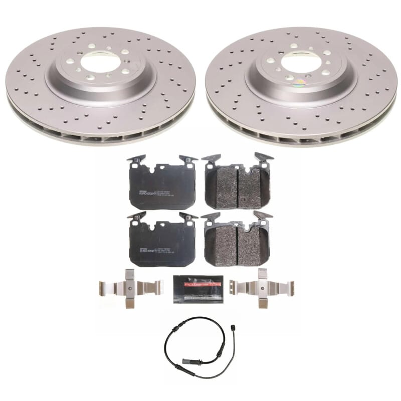 PowerStop — Genuine Geomet Coated Rotors, ECE-R90 Brake Pads + Hardware Kit