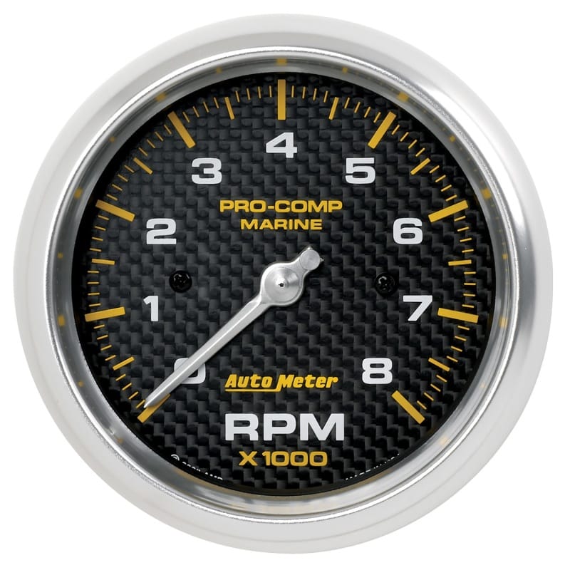 AutoMeter — GAUGE, TACHOMETER, 3 3/8" , 8K RPM, MARINE CARBON FIBER
