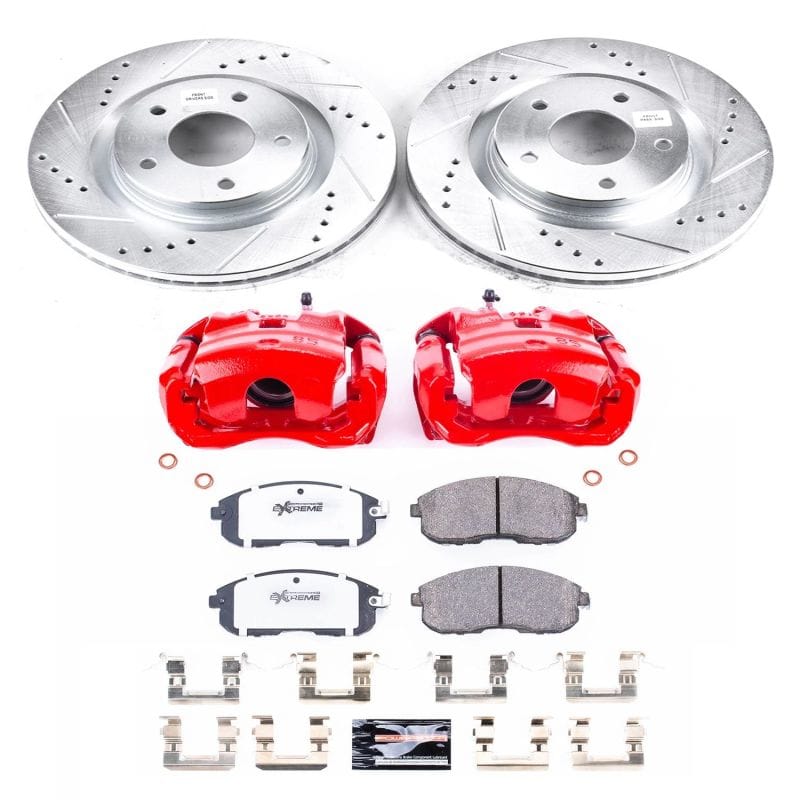 PowerStop — Z26 Street Performance Ceramic Brake Pad, Drilled Slotted Rotor, and Caliper Kit