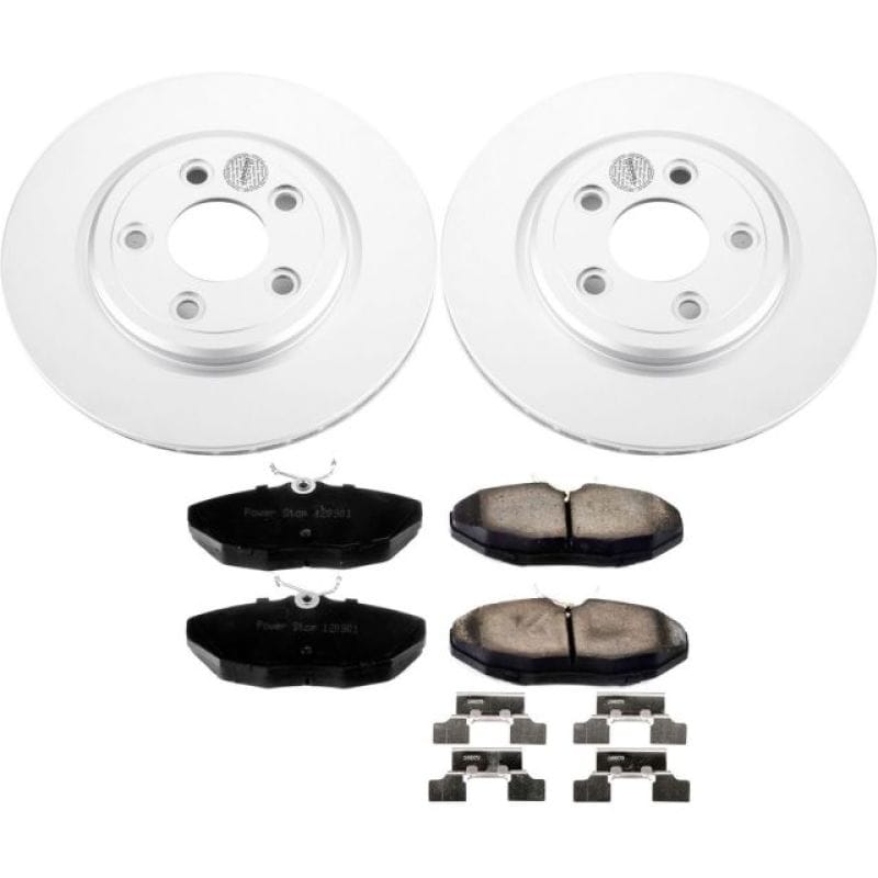 PowerStop — Genuine Geomet Coated Rotor and Low-Dust Ceramic Brake Pad Kit