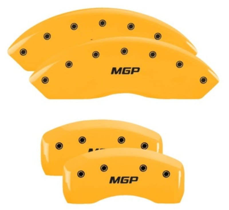MGP — Set of 4 caliper covers, Engraved Front and Rear: MGP, Yellow powder coat finish