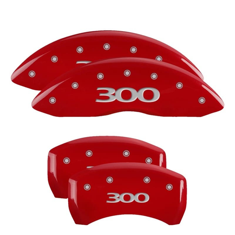 MGP — Set of 4 caliper covers, Engraved Front and Rear: 300, Red powder coat finish, s