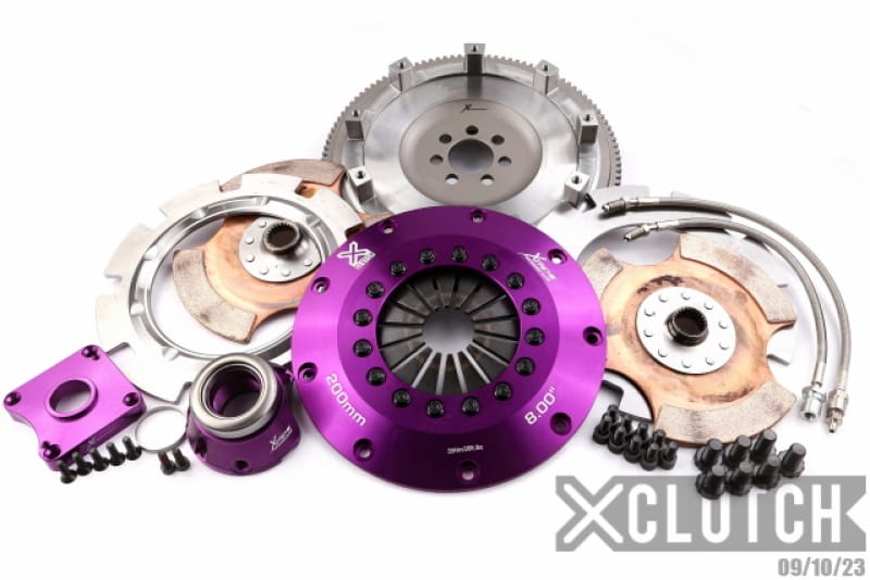 XCLUTCH — Clutch Kit Inc Chromoly Flywheel + HRB; 8" Twin Solid Ceramic Clutch Discs