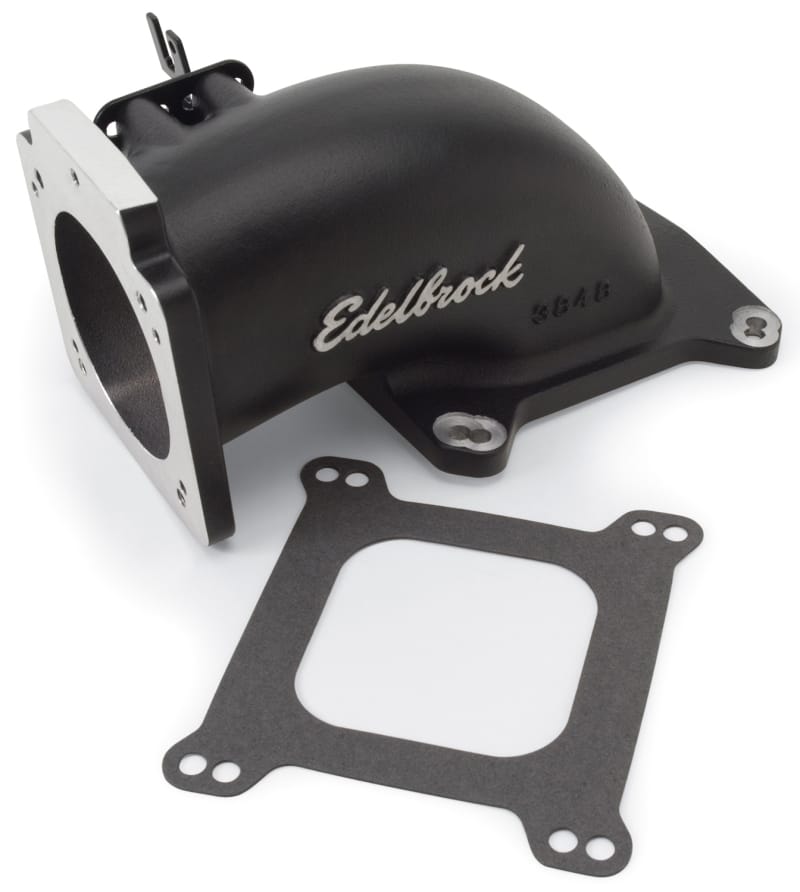 Edelbrock — Ultra Low Profile Universal Intake Elbow - 90mm T.B. to 4150 Flange Black
Throttle Body Intake Elbow