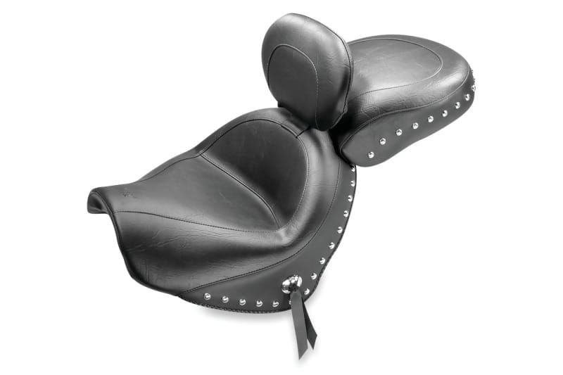 Mustang Motorcycle — Mustang 05-08 Suzuki Blvd C50,05-08 Blvd C50T,01-04 VL800 Volusia Std Touring 2PC Seat w/Studs-Black