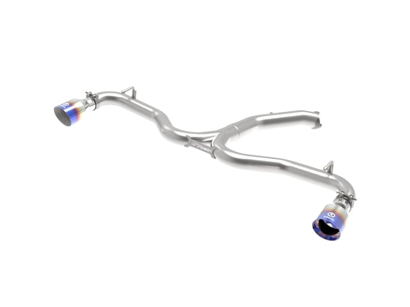 aFe — Takeda 3 IN to 2-1/2 IN 304 Stainless Steel Axle-Back Exhaust w/ Blue Flame Ti