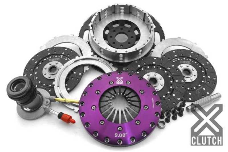 XCLUTCH — Clutch Kit Inc Chromoly Flywheel + HRB; 9" Triple Solid Organic Clutch Discs