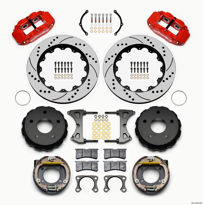 Wilwood — KIT,REAR,DISC/DRUM,BIG FORD,2.36 OFFSET FNSL4R,5x5.50 BC,14.00 ROTOR,DRILLED,RED