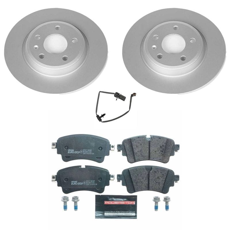 PowerStop — Genuine Geomet Coated Rotors, ECE-R90 Brake Pads + Hardware Kit