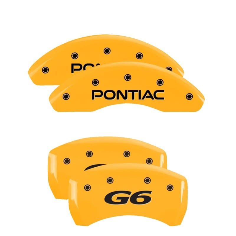 MGP — Set of 4 caliper covers, Engraved Front: Pontiac - Engraved Rear: G6 , Yellow po