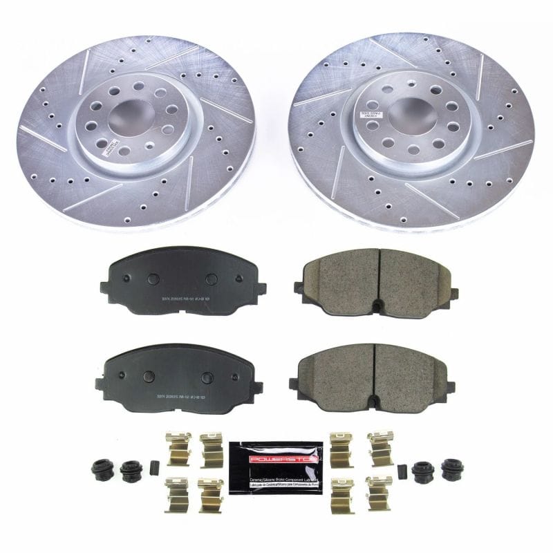 PowerStop — Z23 Daily Driver Carbon-Fiber Ceramic Brake Pad and Drilled & Slotted Rotor Kit