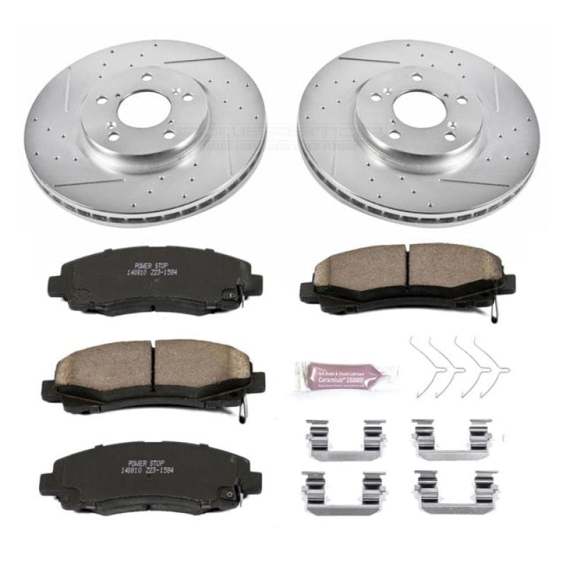 PowerStop — Z23 Daily Driver Carbon-Fiber Ceramic Brake Pad and Drilled & Slotted Rotor Kit