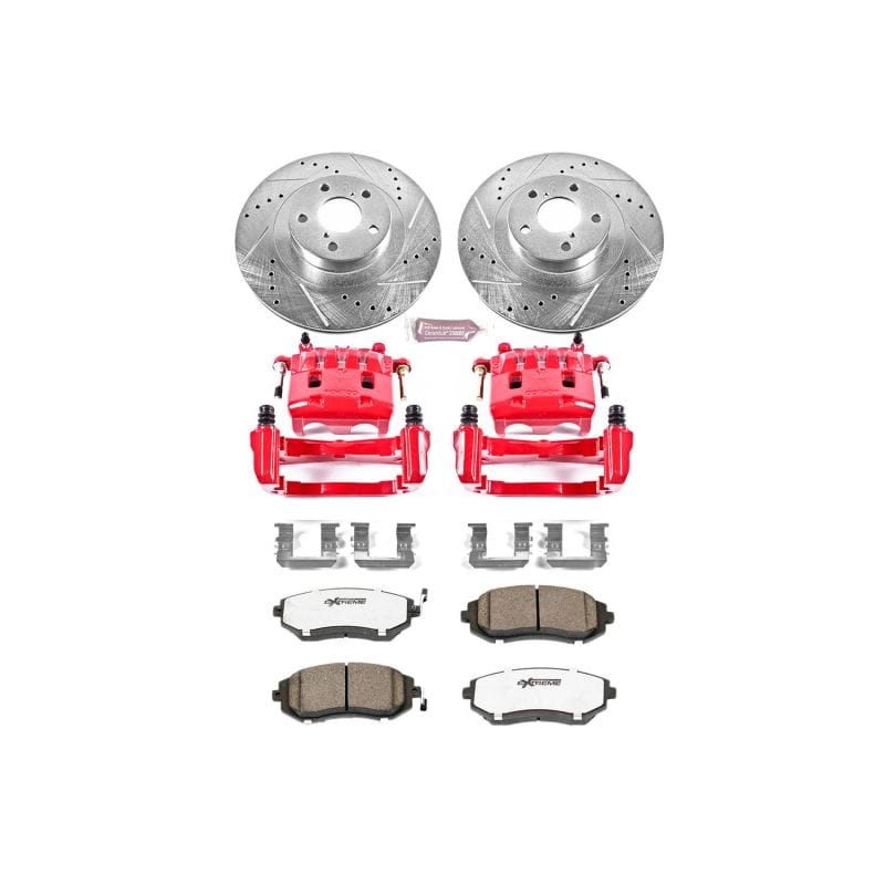 PowerStop — Z26 Street Performance Ceramic Brake Pad, Drilled Slotted Rotor, and Caliper Kit