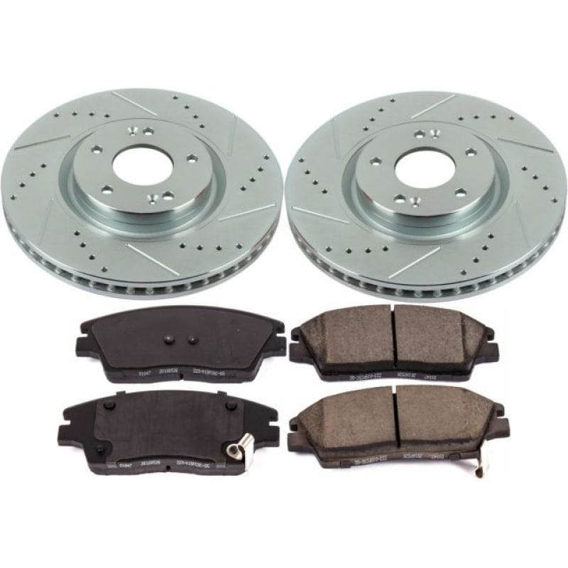 PowerStop — Z23 Daily Driver Carbon-Fiber Ceramic Brake Pad and Drilled & Slotted Rotor Kit