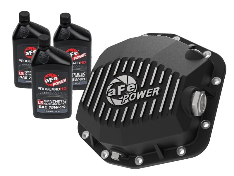 aFe — Pro Series Rear Differential Cover Black w/ Machined Fins & Gear Oil