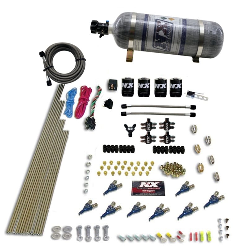 Nitrous Express — 8 CYL PIRANHA DIRECT PORT, 4 SOLENOIDS, WITH 12LB BOTTLE (200-500HP EFI JETs)
Nitrous Oxide Injection System Kit