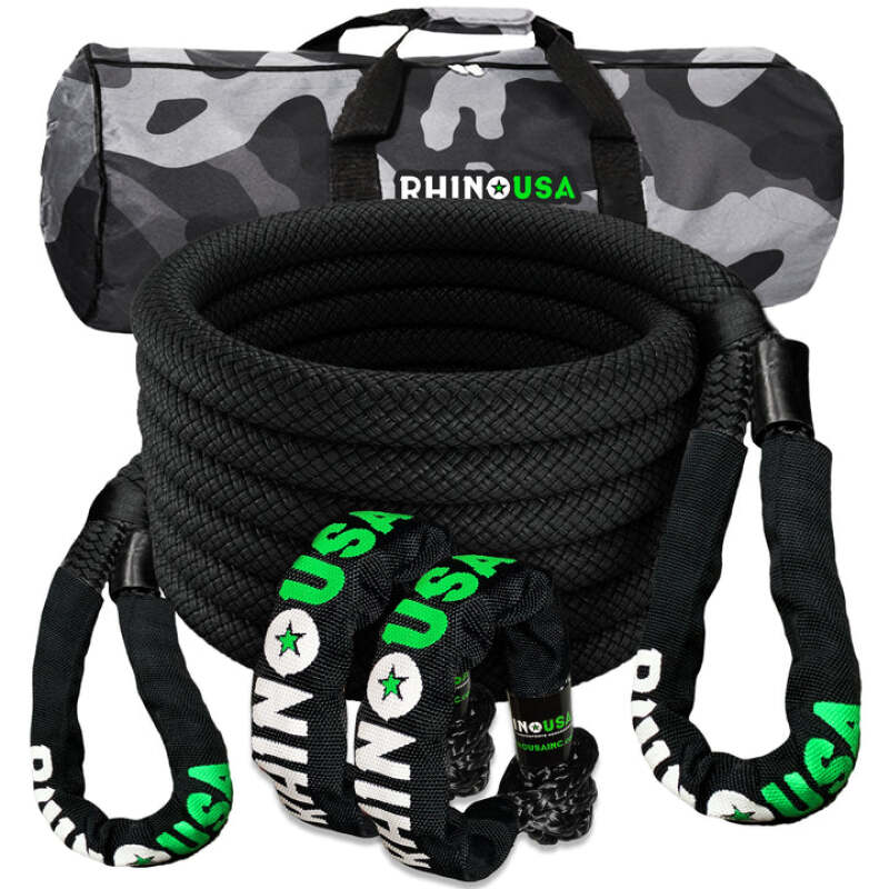 Rhino USA — Rhino USA 7/8In X 30Ft Kinetic Rope Recovery Kit W/Soft Shackles (Black)
Rope