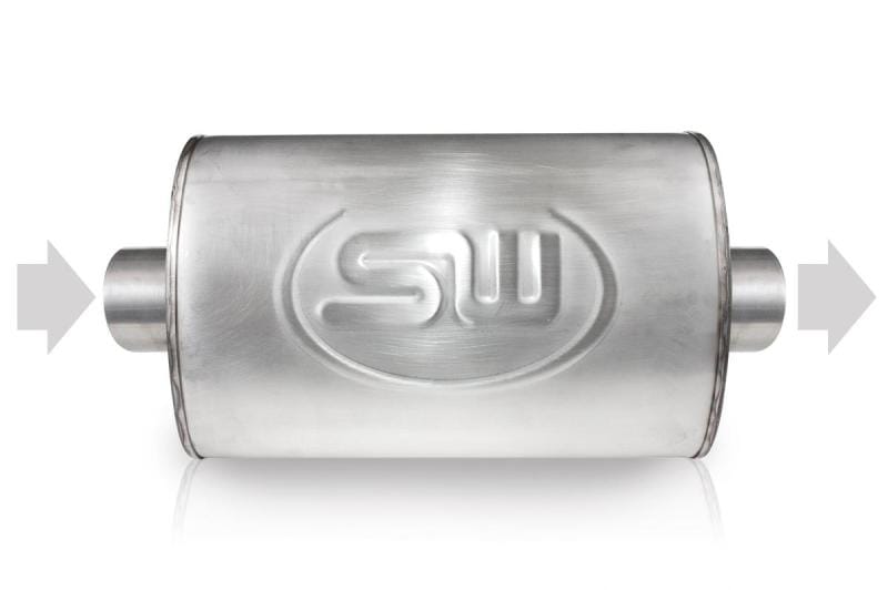 Stainless Works — Stainless Works Turbo S-tube Muffler 2-1/4" Center Inlet And Center Outlet