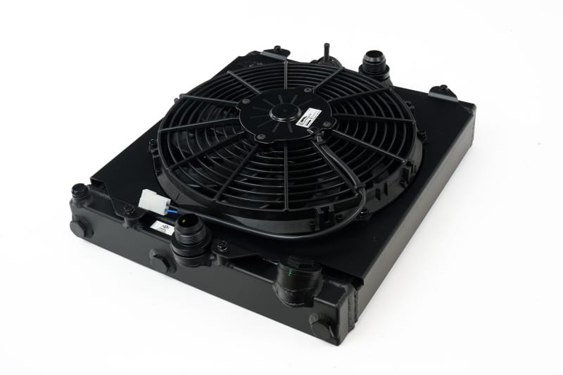 CSF — Universal Half Radiator - Evo 7/8/9 / 92-00 Civic - w/ SPAL Fan & Shroud - Black