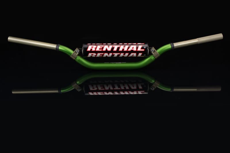 Renthal — Villopoto/Stewart, Green, Width 811mm, Height 93mm, Rise 53mm, Clamp Area Width 130mm, Sweep 49mm, Control Length 200mm