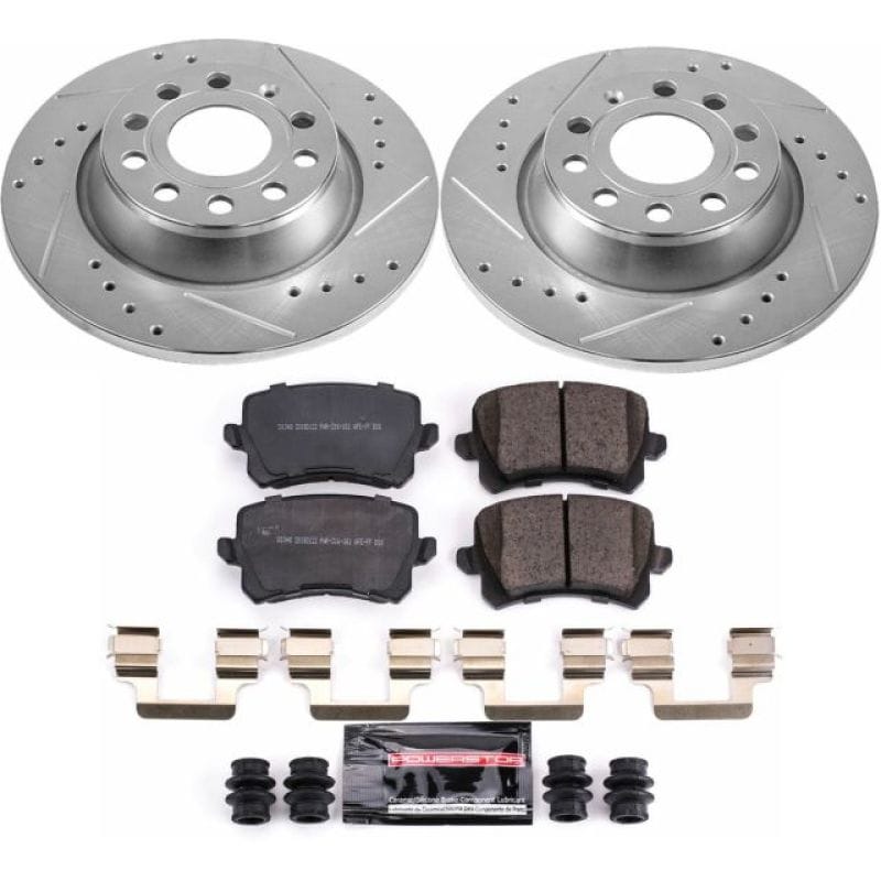 PowerStop — Z23 Daily Driver Carbon-Fiber Ceramic Brake Pad and Drilled & Slotted Rotor Kit