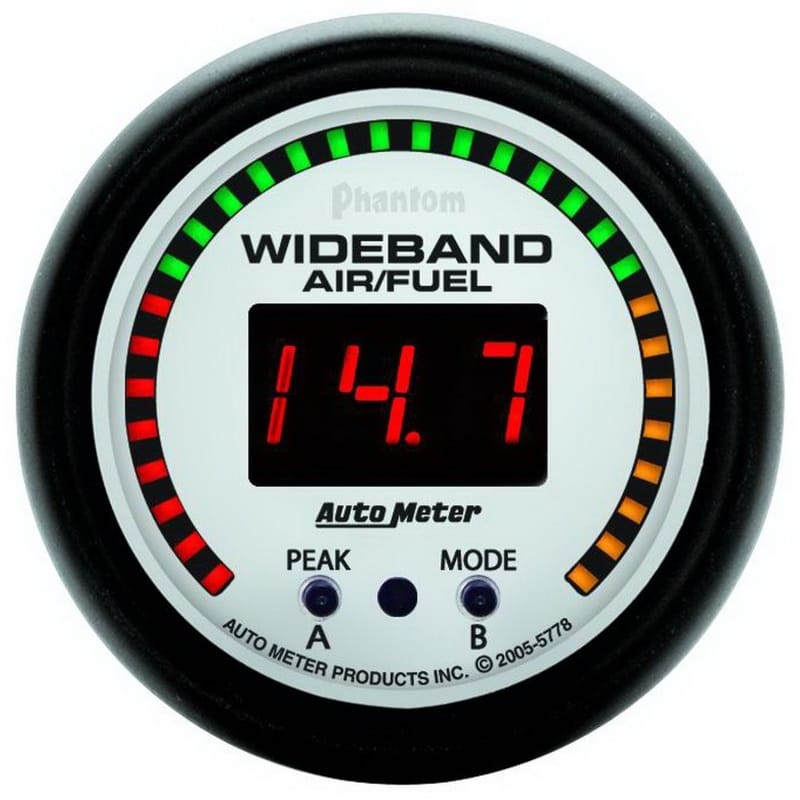 AutoMeter — GAUGE, AIR/FUEL RATIO-PRO, 2 1/16", 10:1-20:1, DIGITAL W/ PEAK & WARN, PHANTOM