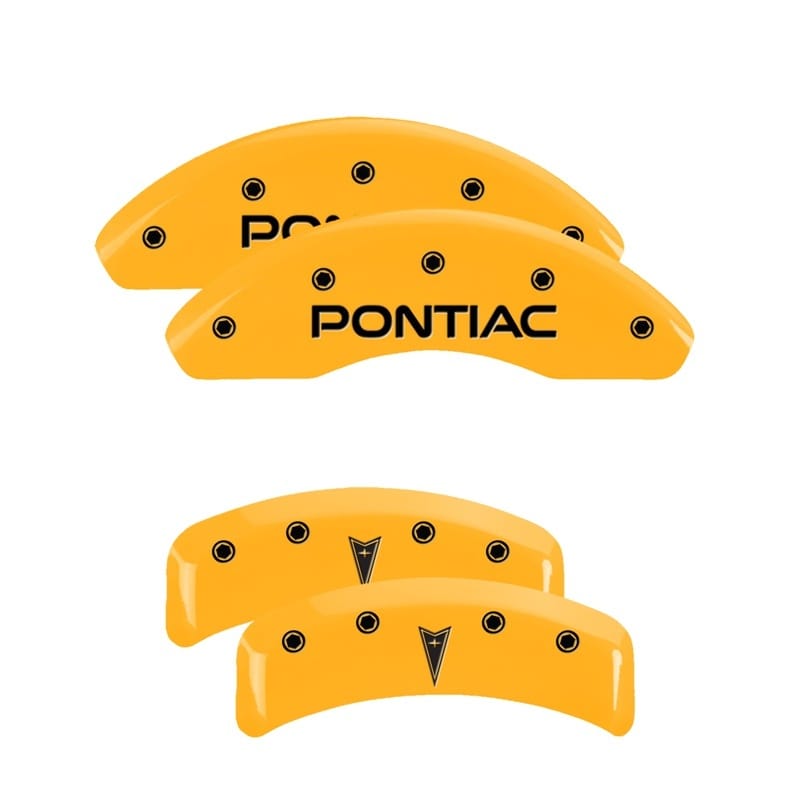 MGP — Set of 4 caliper covers, Engraved Front: Pontiac - Engraved Rear: Arrow , Yellow