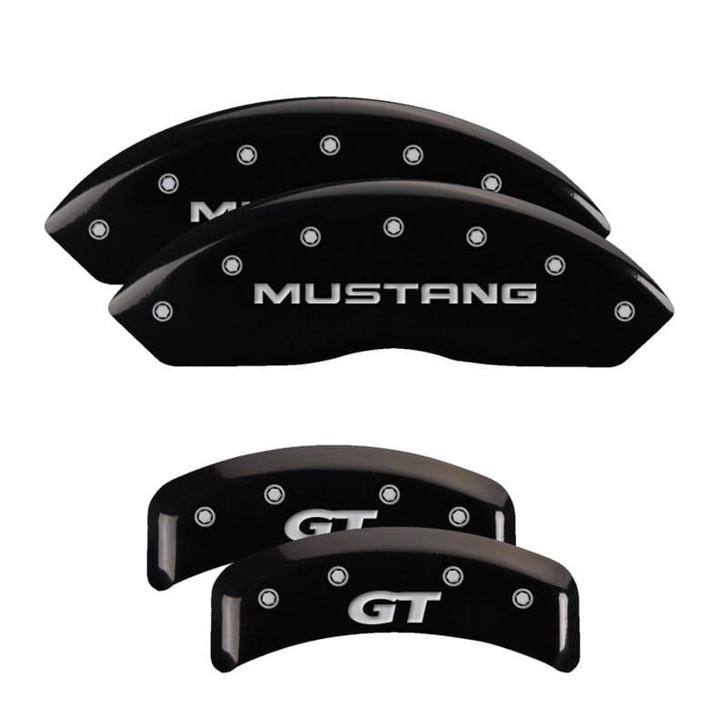 MGP — Set of 4 caliper covers, Engraved Front: Mustang - Engraved Rear: SN95/GT, Black