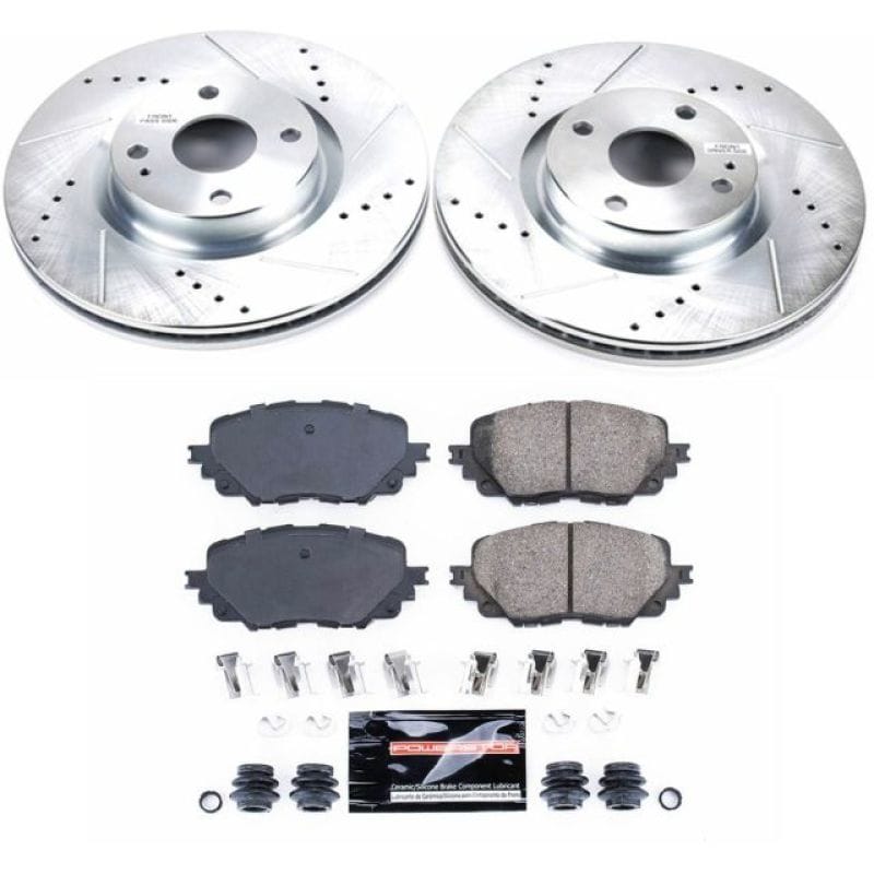 PowerStop — Z23 Daily Driver Carbon-Fiber Ceramic Brake Pad and Drilled & Slotted Rotor Kit