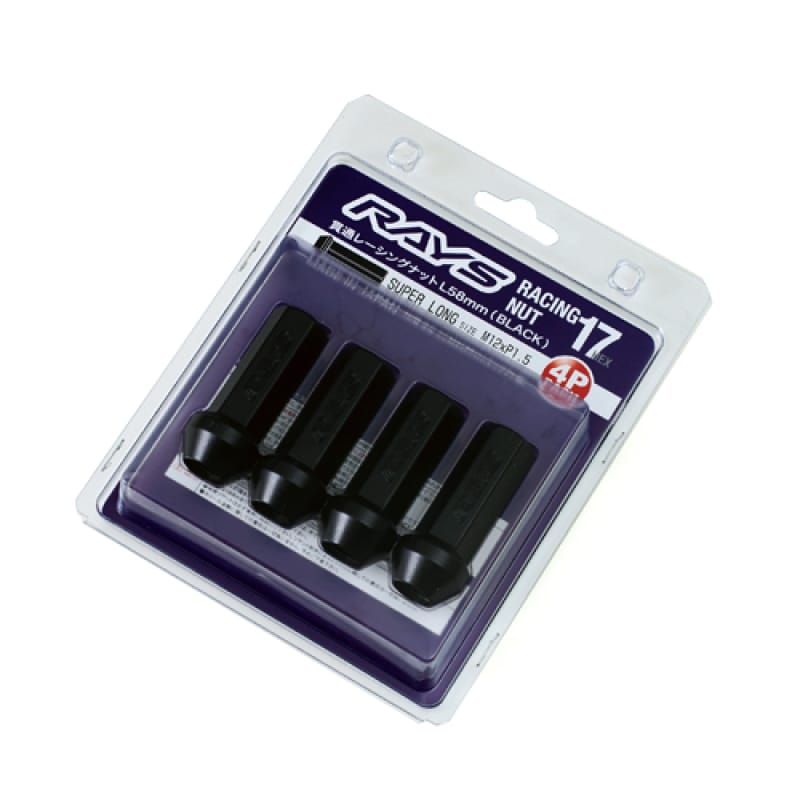 Rays — Rays 17 Hex Racing Nut Set L58 Super Long Type 12x1.50 - Black Chromate (4 Pieces)
