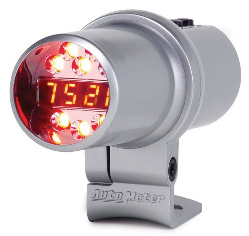 AutoMeter — SHIFT LIGHT, DIGL W/ MULTI-COLOR LED, SLVR, PEDESTAL W/RPM PLAYBK, DPSS LEVEL 3